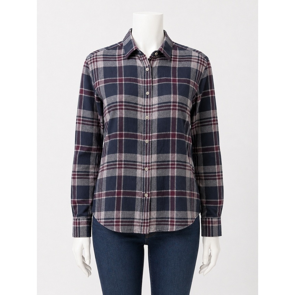 UNTUCKit Womens Flannel Shirt McIntyre Plaid Navy Burgundy Cotton Medium